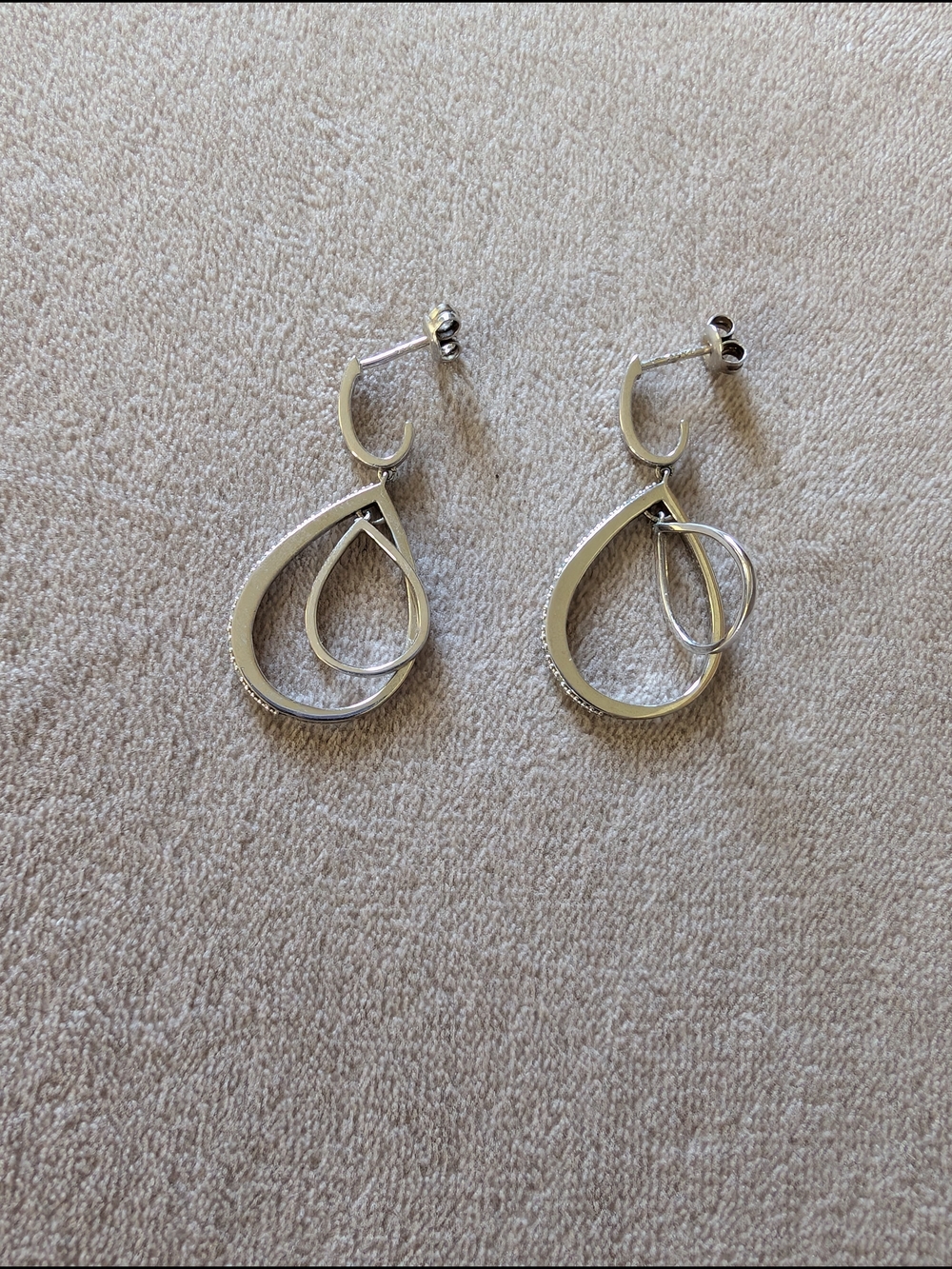 Silver Teardrop Double Hoop Earrings - Women Jewelry Earrings